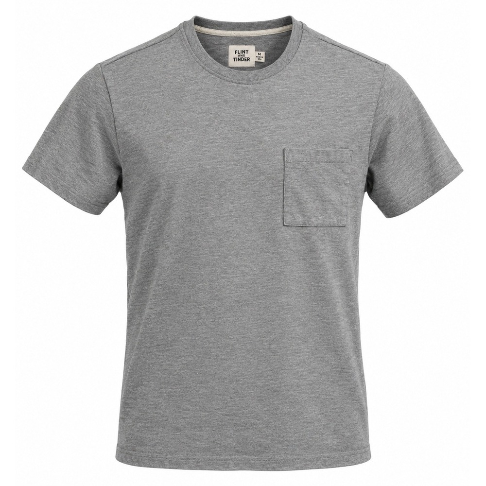 Flint and Tinder Mens M Gray American Heavyweight Pocket T-Shirt